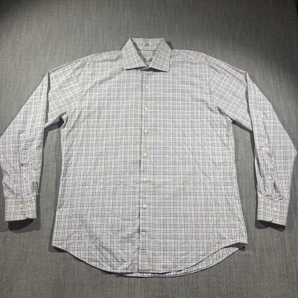 Peter Millar Shirt Mens Large Multicolor Plaid Dress‎ Button Down Long Sleeve